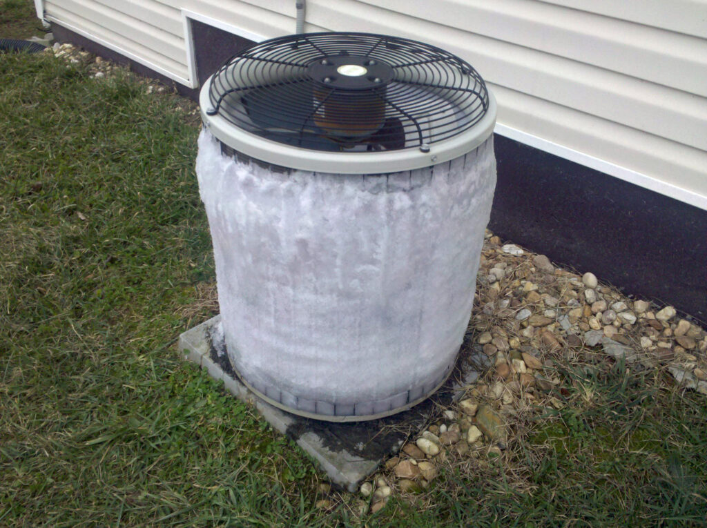 Frozen air conditioning unit outside of a Florida home.